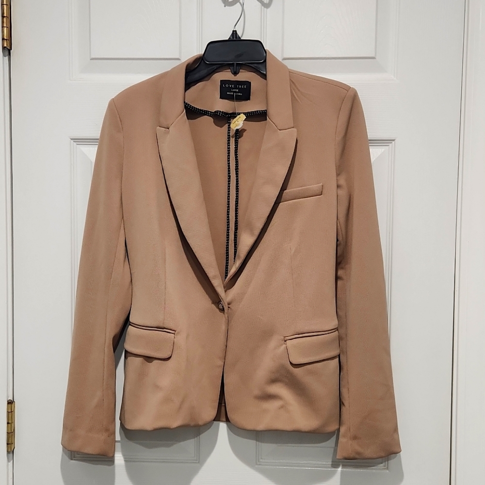 Love Tree Tan Blazer with Black Trim